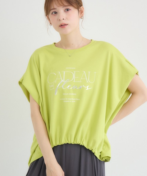 KATHARINE ROSS(キャサリンロス)の「【KATHARINE ROSS】ドロストボックスロゴTシャツ(Tシャツ/カットソー・レディース・チャコールグレー/オフホワイト/イエロー・FREE)」の3枚目の写真
