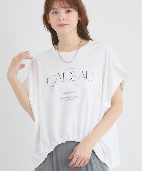 KATHARINE ROSS(キャサリンロス)の「【KATHARINE ROSS】ドロストボックスロゴTシャツ(Tシャツ/カットソー・レディース・チャコールグレー/オフホワイト/イエロー・FREE)」の4枚目の写真