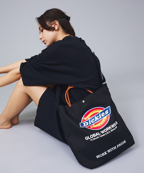 Dickies(ディッキーズ)の「【DICKIES/ディッキーズ】LOGO PRINT ROPE 2WAY SHOULDER / ロゴプリント ロープ2wayショルダーバッグ / トートバッグ / ユニセックス(ショルダーバッグ・メンズ・スミクロ/ブラック/オフホワイト/アイボリー・フリー)」の4枚目の写真