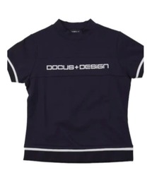 DOCUS（ドゥーカス）の「DOCUS （ドゥーカス） ゴルフウェア モックネック シャツ レディース 半袖 ハイネック ロゴ プリント ラインデザイン（スウェット）」
