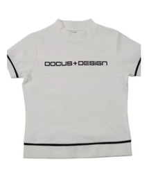 DOCUS（ドゥーカス）の「DOCUS （ドゥーカス） ゴルフウェア モックネック シャツ レディース 半袖 ハイネック ロゴ プリント ラインデザイン（スウェット）」