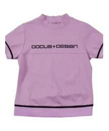 DOCUS（ドゥーカス）の「DOCUS （ドゥーカス） ゴルフウェア モックネック シャツ レディース 半袖 ハイネック ロゴ プリント ラインデザイン（スウェット）」