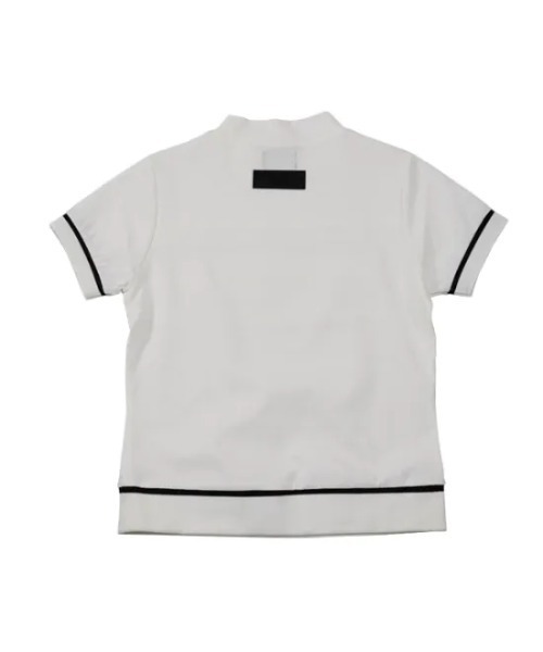 DOCUS(ドゥーカス)の「DOCUS (ドゥーカス) ゴルフウェア モックネック シャツ レディース 半袖 ハイネック ロゴ プリント ラインデザイン(スウェット・レディース・オフホワイト/ピンク/ネイビー・MEDIUM)」の12枚目の写真