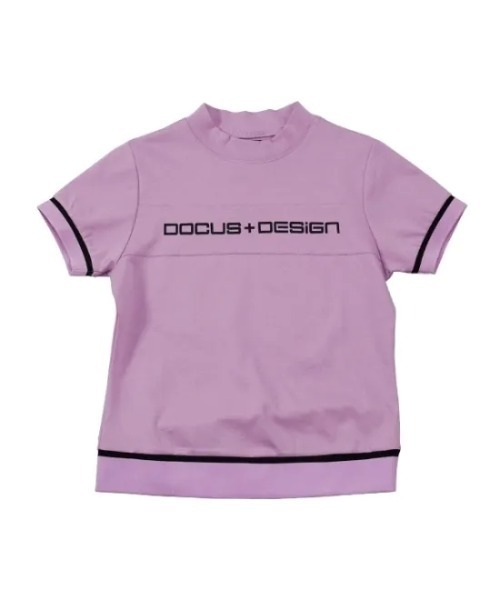 DOCUS(ドゥーカス)の「DOCUS (ドゥーカス) ゴルフウェア モックネック シャツ レディース 半袖 ハイネック ロゴ プリント ラインデザイン(スウェット・レディース・オフホワイト/ピンク/ネイビー・MEDIUM)」の15枚目の写真