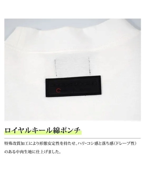 DOCUS(ドゥーカス)の「DOCUS (ドゥーカス) ゴルフウェア モックネック シャツ レディース 半袖 ハイネック ロゴ プリント ラインデザイン(スウェット・レディース・オフホワイト/ピンク/ネイビー・MEDIUM)」の4枚目の写真
