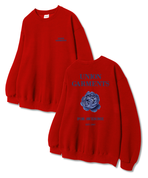 Union Garments(ユニオンガーメンツ)の「ローズアップ 裏毛 スウェットシャツ レッド(スウェット・レディース・その他・L/XL/XXL)」の1枚目の写真