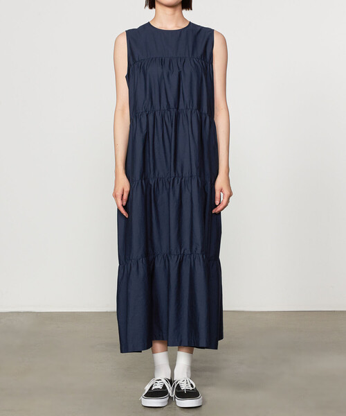 GYMPHLEX(ジムフレックス)の「Gymphlex | コットンブロード スリーブレス ティアードワンピース WOMEN(ワンピース・レディース・カーキ系1/ネイビー/ブラック系その他・14)」の9枚目の写真