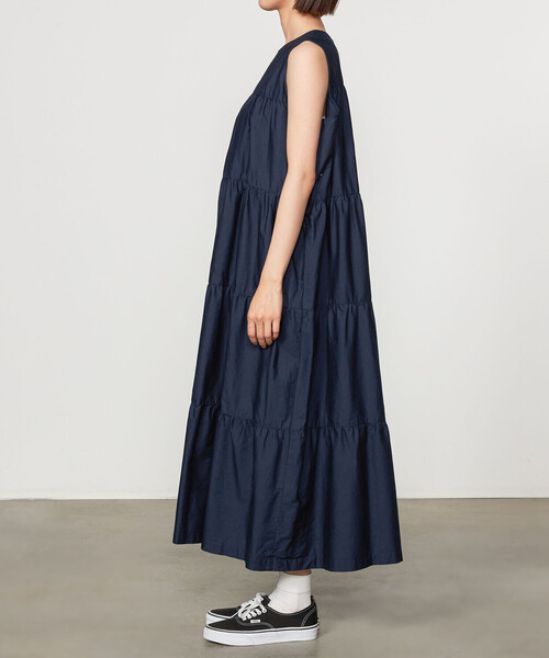GYMPHLEX(ジムフレックス)の「Gymphlex | コットンブロード スリーブレス ティアードワンピース WOMEN(ワンピース・レディース・カーキ系1/ネイビー/ブラック系その他・14)」の10枚目の写真