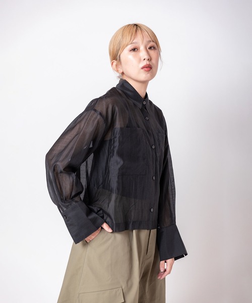 OSMOSIS（オズモーシス）の「クロップドシアーブラウス（シャツ/ブラウス・レディース・ホワイト/ブラック/ブルー・ONE SIZE）」の12枚目の写真