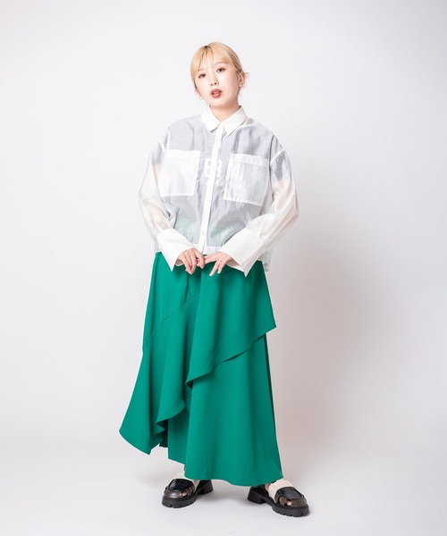 OSMOSIS（オズモーシス）の「クロップドシアーブラウス（シャツ/ブラウス・レディース・ホワイト/ブラック/ブルー・ONE SIZE）」の14枚目の写真