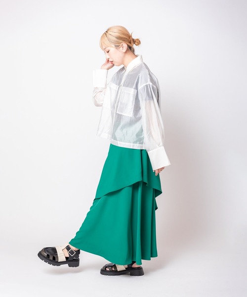 OSMOSIS（オズモーシス）の「クロップドシアーブラウス（シャツ/ブラウス・レディース・ホワイト/ブラック/ブルー・ONE SIZE）」の16枚目の写真