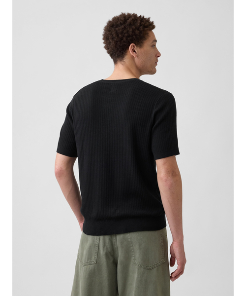 GAP(ギャップ)の「リブ クルーネック ニットTシャツ(ニット/セーター・メンズ・ブラック/アイボリー・M/L/XS/S/XL)」の7枚目の写真