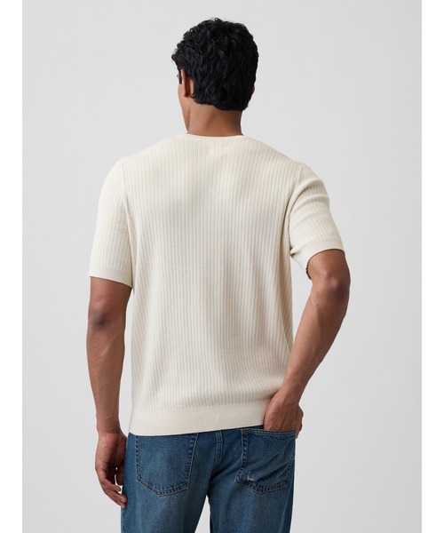 GAP(ギャップ)の「リブ クルーネック ニットTシャツ(ニット/セーター・メンズ・ブラック/アイボリー・M/L/XS/S/XL)」の3枚目の写真