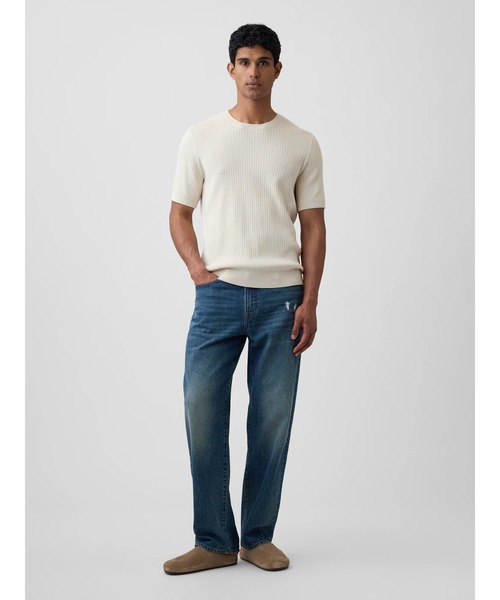 GAP(ギャップ)の「リブ クルーネック ニットTシャツ(ニット/セーター・メンズ・ブラック/アイボリー・M/L/XS/S/XL)」の4枚目の写真