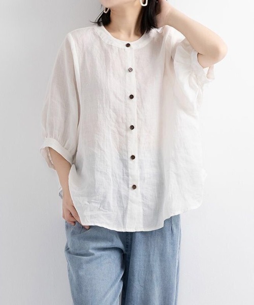 SallyLunn(サリーラン)の「フロントボタンナチュラルブラウス(シャツ/ブラウス・レディース・ホワイト/ブラック/パープル/イエロー/ブルー・MEDIUM/LARGE)」の8枚目の写真