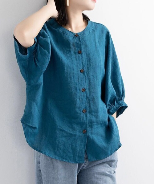 SallyLunn(サリーラン)の「フロントボタンナチュラルブラウス(シャツ/ブラウス・レディース・ホワイト/ブラック/パープル/イエロー/ブルー・MEDIUM/LARGE)」の15枚目の写真