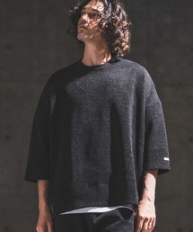 mlt5656- Melange Rib-Bonded 3-4 Sleeve T-shirt 7分袖Tシャツ(202-056-gls-cg)