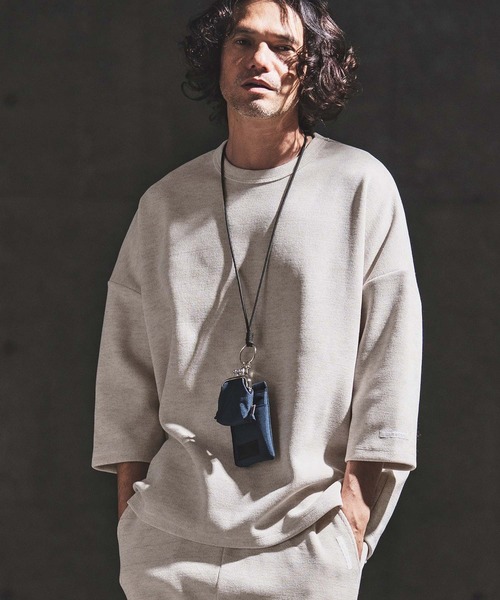 GLIMCLAP（グリムクラップ）の「mlt5656- Melange Rib-Bonded 3-4 Sleeve T-shirt 7分袖Tシャツ(202-056-gls-cg)（Tシャツ/カットソー・メンズ・ブラック×ホワイト/オフホワイト/ホワイト×ブラック/ブラック・S/M/L）」の22枚目の写真