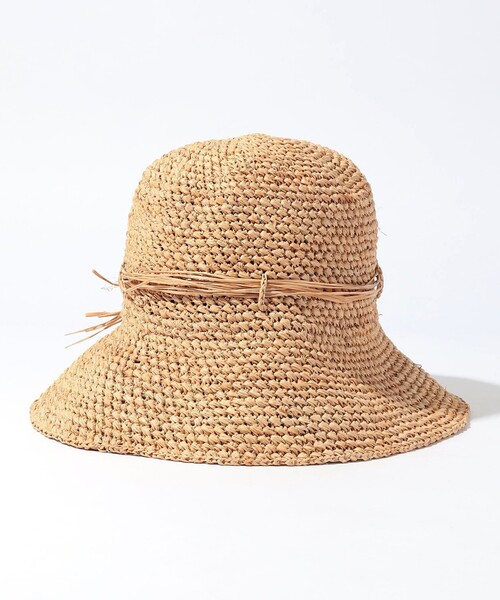 ほぼ未使用 キジマタカユキ 茶 ラフィアボーダーハット 2 ラフィアハット KIJIMA TAKAYUKI RAFFIA BOWLER HAT ラフィアハット（ハット）｜KIJIMA
