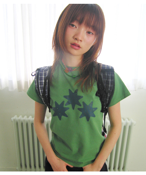 NICE GHOST CLUB(ナイスゴーストクラブ)の「RELIGIOUS SYMBOL MINI TEE_GREEN(NG2GMFT504A)(Tシャツ/カットソー・レディース・グリーン・F)」の1枚目の写真