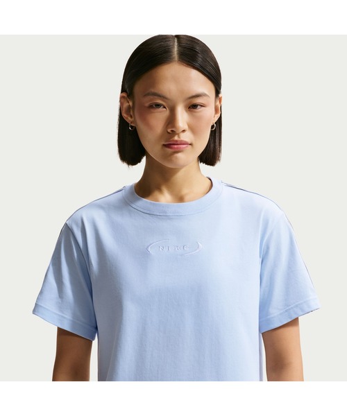 NIKE（ナイキ）の「NIKE/ナイキ W NSW CLSC CROP VARSITY18（Tシャツ/カットソー・レディース・グレー/ライトブルー/ピンク・L/XL/S/M）」の10枚目の写真