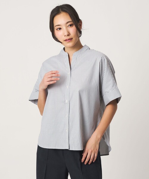 A DAY IN THE LIFE UNITED ARROWS(アデイインザライフユナイテッドアローズ)の「スキッパー フォルム シャツ 5分袖 <A DAY IN THE LIFE>(シャツ/ブラウス・レディース・ライトブルー/シャーベット/ダークグレー/その他1/オリーブ・FREE)」の3枚目の写真