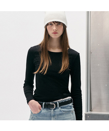 NUBASIC LACE ROUND NECK SLIM T-SHIRT BLACK