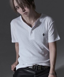 『RUDOL/ルドル』ワンポイント刺繍ワッフルヘンリーネックTEE