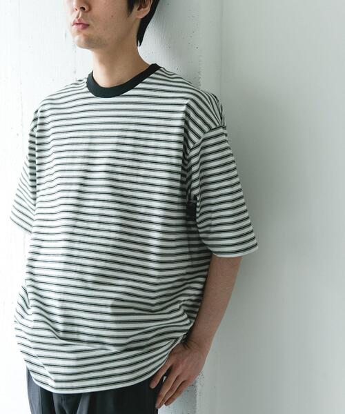 URBAN RESEARCH DOORS(アーバンリサーチドアーズ)の「プレーティングマルチボーダーTシャツ(Tシャツ/カットソー・メンズ・ホワイト系その他/ブラウン系その他・LARGE/MEDIUM)」の2枚目の写真