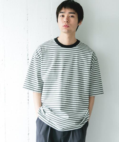 セール】プレーティングマルチボーダーTシャツ（Tシャツ/カットソー