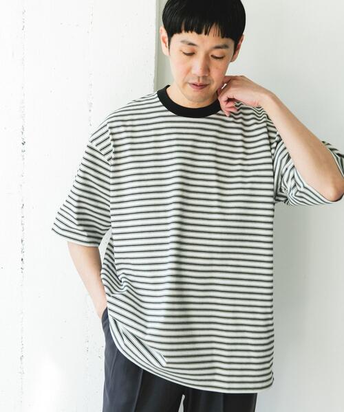 URBAN RESEARCH DOORS(アーバンリサーチドアーズ)の「プレーティングマルチボーダーTシャツ(Tシャツ/カットソー・メンズ・ホワイト系その他/ブラウン系その他・LARGE/MEDIUM)」の5枚目の写真