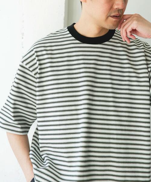 URBAN RESEARCH DOORS(アーバンリサーチドアーズ)の「プレーティングマルチボーダーTシャツ(Tシャツ/カットソー・メンズ・ホワイト系その他/ブラウン系その他・LARGE/MEDIUM)」の6枚目の写真