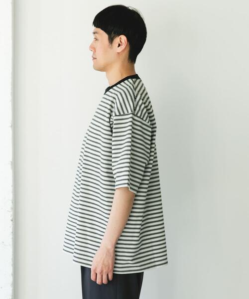 URBAN RESEARCH DOORS(アーバンリサーチドアーズ)の「プレーティングマルチボーダーTシャツ(Tシャツ/カットソー・メンズ・ホワイト系その他/ブラウン系その他・LARGE/MEDIUM)」の12枚目の写真