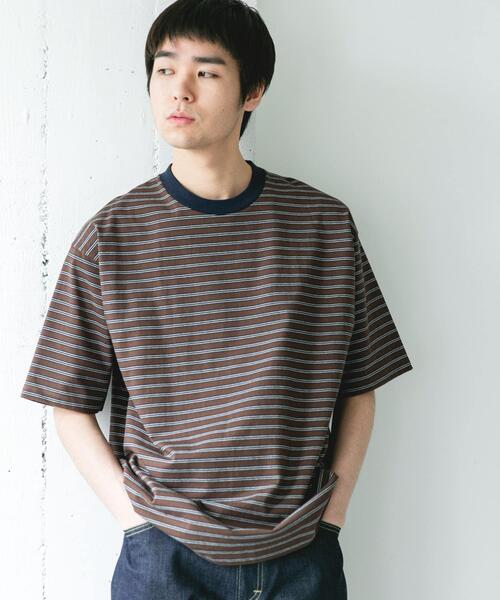 URBAN RESEARCH DOORS(アーバンリサーチドアーズ)の「プレーティングマルチボーダーTシャツ(Tシャツ/カットソー・メンズ・ホワイト系その他/ブラウン系その他・LARGE/MEDIUM)」の16枚目の写真