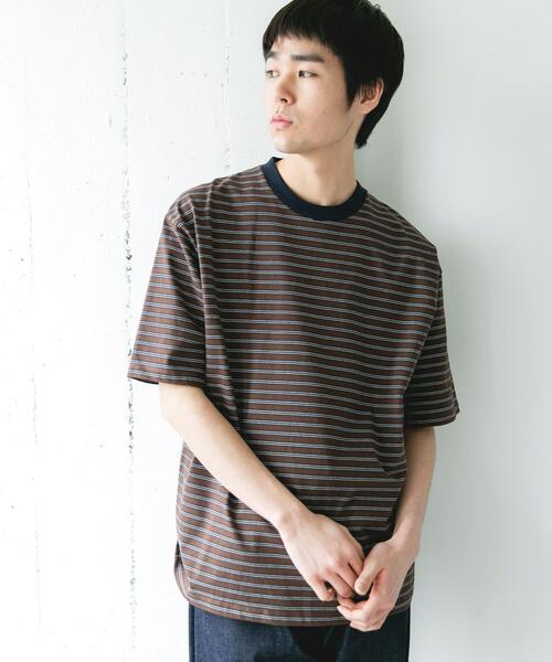URBAN RESEARCH DOORS(アーバンリサーチドアーズ)の「プレーティングマルチボーダーTシャツ(Tシャツ/カットソー・メンズ・ホワイト系その他/ブラウン系その他・LARGE/MEDIUM)」の18枚目の写真