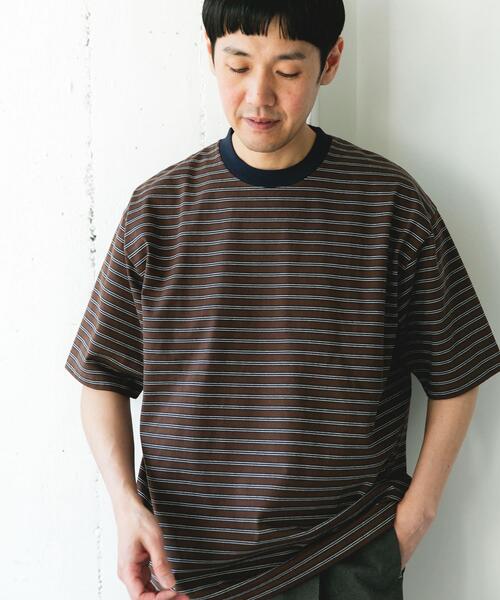 URBAN RESEARCH DOORS(アーバンリサーチドアーズ)の「プレーティングマルチボーダーTシャツ(Tシャツ/カットソー・メンズ・ホワイト系その他/ブラウン系その他・LARGE/MEDIUM)」の21枚目の写真