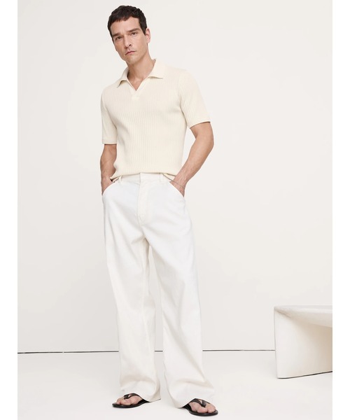 Banana Republic(バナナリパブリック)の「リラックス ストレッチコットン ジョニーカラー ポロシャツ(ポロシャツ・メンズ・ブラック/アイボリー・XL/S/M/L)」の4枚目の写真