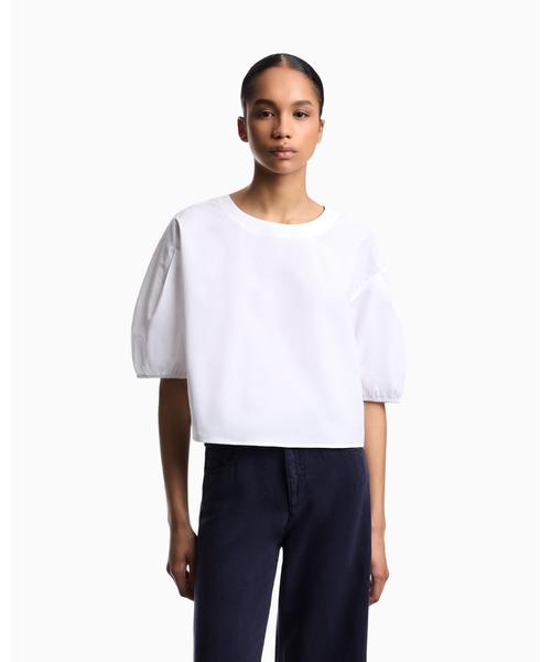 EMPORIO ARMANI(エンポリオアルマーニ)の「【エンポリオ アルマーニ】ブラウス ポプリン パフスリーブ(シャツ/ブラウス・レディース・ラベンダー/ホワイト・38)」の2枚目の写真