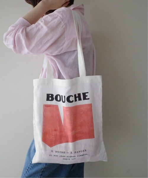 SLOBE IENA(スローブイエナ)の「《WEB限定/追加》BOUCHE SLOBE別注 リネントートバッグ(トートバッグ・レディース・グリーン/ピンク/オレンジ・FREE)」の2枚目の写真