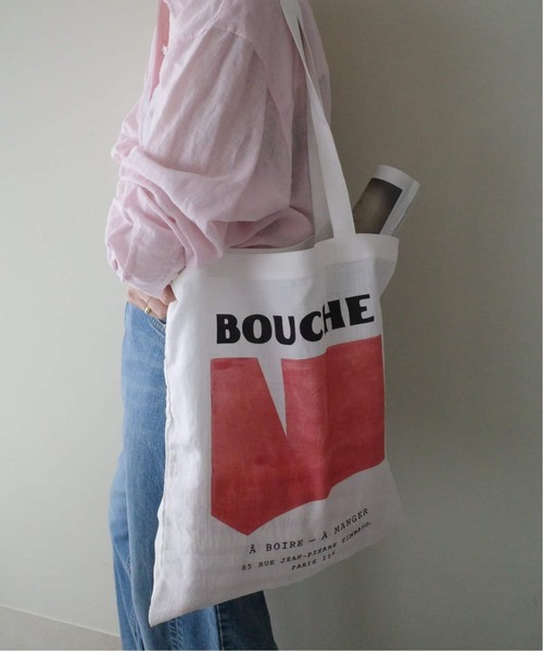 SLOBE IENA(スローブイエナ)の「《WEB限定/追加》BOUCHE SLOBE別注 リネントートバッグ(トートバッグ・レディース・グリーン/ピンク/オレンジ・FREE)」の4枚目の写真