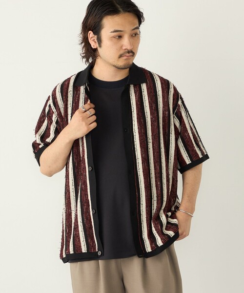 SHIPS Colors（シップス カラーズ）の「SHIPS Colors:〈洗濯機可能〉ストライプ ジャージー シャツ（シャツ/ブラウス・メンズ・ブラウン/レッド/ブルー・MEDIUM/LARGE/X-LARGE）」の3枚目の写真