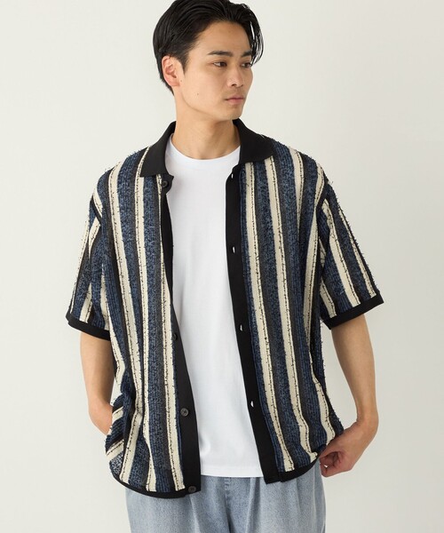 SHIPS Colors（シップス カラーズ）の「SHIPS Colors:〈洗濯機可能〉ストライプ ジャージー シャツ（シャツ/ブラウス・メンズ・ブラウン/レッド/ブルー・MEDIUM/LARGE/X-LARGE）」の2枚目の写真