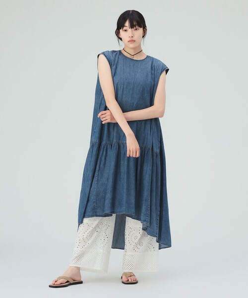 BEAMS HEART（ビームスハート）の「【7/16値下げ】ケミカル加工 デニム ワンピース（ワンピース・レディース・サックスブルー/ネイビー・FREE）」の3枚目の写真