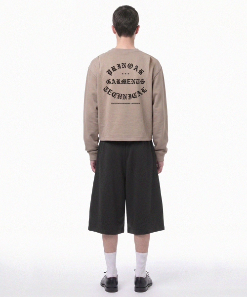 PRINOAR(プリノア)の「ガーメンツセミクロップ長袖Tシャツ - ジンジャーベージュ(Tシャツ/カットソー・レディース・ベージュ・SMALL/MEDIUM/LARGE)」の4枚目の写真