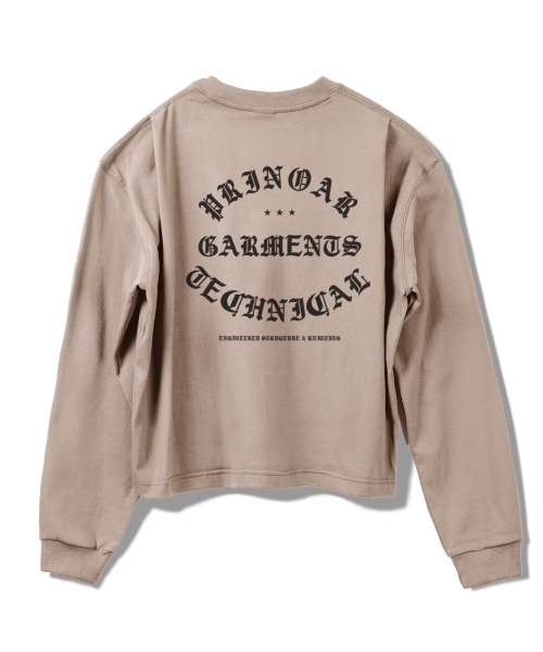 PRINOAR(プリノア)の「ガーメンツセミクロップ長袖Tシャツ - ジンジャーベージュ(Tシャツ/カットソー・レディース・ベージュ・SMALL/MEDIUM/LARGE)」の9枚目の写真