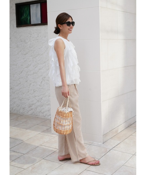 BeBeoD(べベッド)の「ストライプラップデザインストレートパンツ(その他パンツ・レディース・ネイビー/ブラック/ブラウン・フリー)」の7枚目の写真