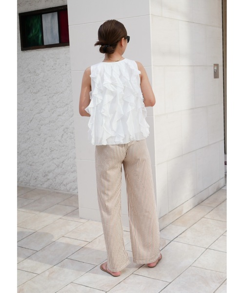 BeBeoD(べベッド)の「ストライプラップデザインストレートパンツ(その他パンツ・レディース・ネイビー/ブラック/ブラウン・フリー)」の8枚目の写真