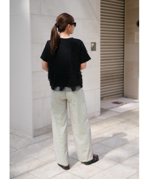 BeBeoD(べベッド)の「ストライプラップデザインストレートパンツ(その他パンツ・レディース・ネイビー/ブラック/ブラウン・フリー)」の5枚目の写真
