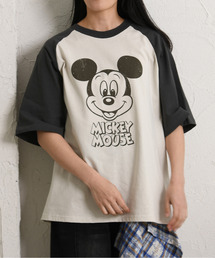 【neos】DISNEY ディズニー ヴィンテージ風 ミッキープリント ルーズシルエットTシャツ かすれ加工 バックプリント 半袖 ユニセックス