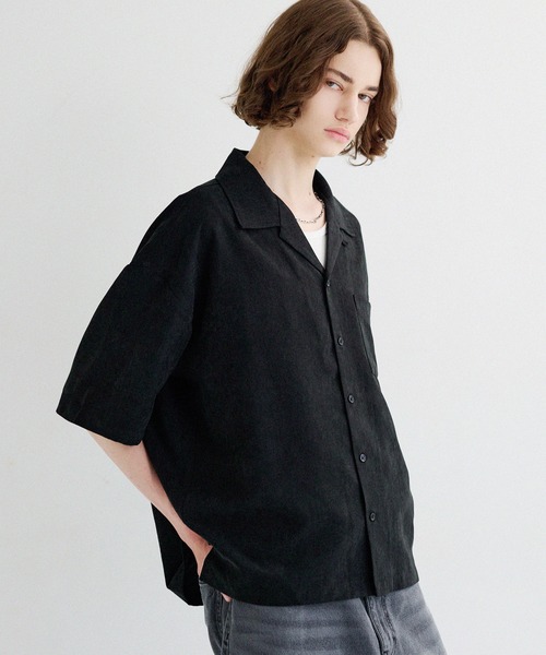 LILL（リル）の「アイススウェードリラクシングオープンカラーハーフスリーブシャツ（シャツ/ブラウス・メンズ・チャコール/ライトグレー/ブラウン/ブラック・XL/L/M/S）」の9枚目の写真
